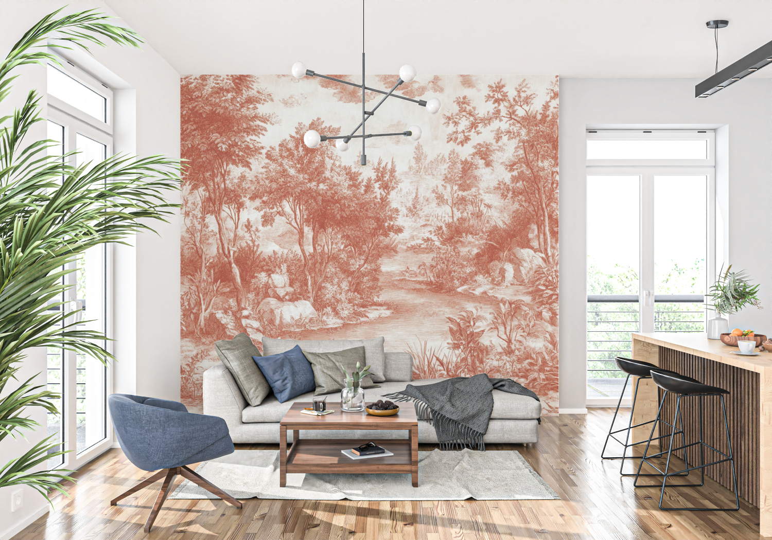 Terracotta Wallpaper Jouy Room | Murals Wallpaper