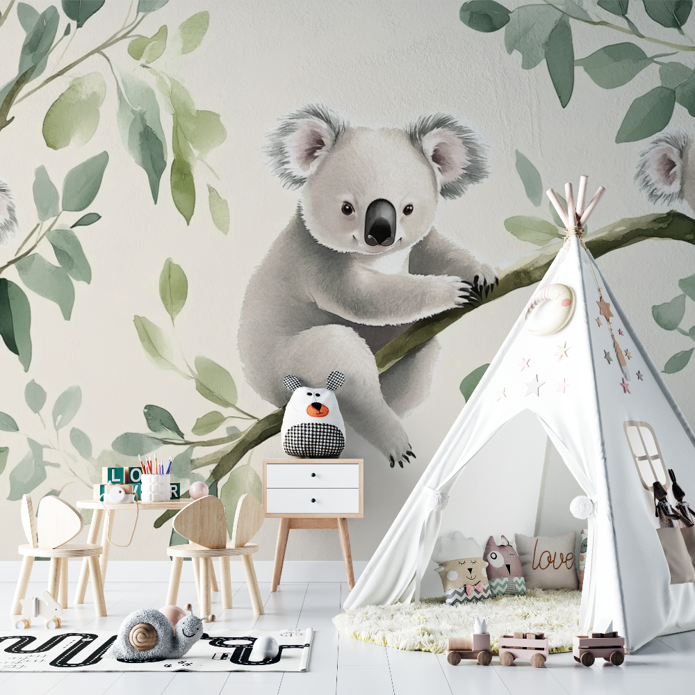 Koala Wallpaper on a Soothing Cream Background | Murals Wallpaper