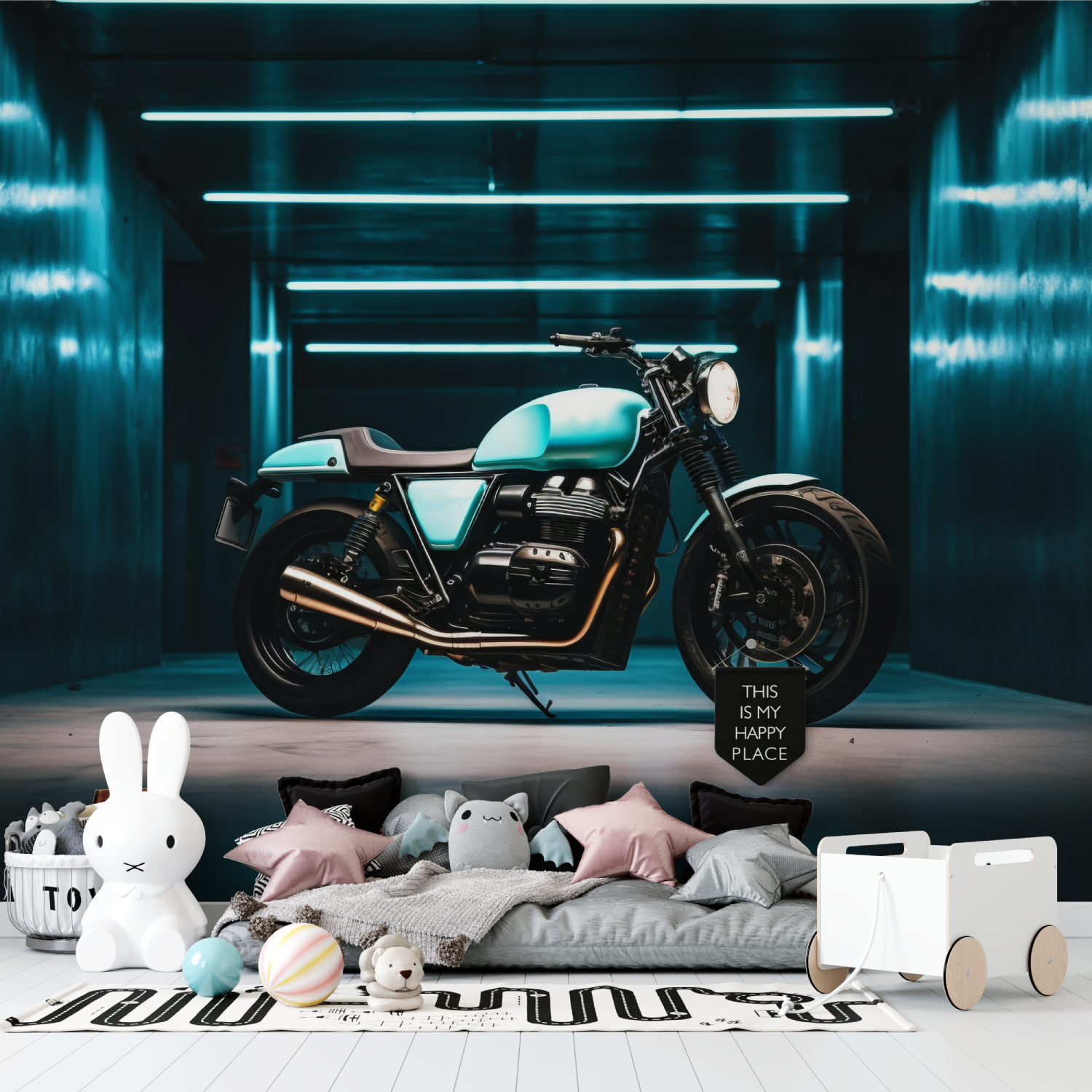 Blue Tone Motorcycle Wallpaper | Murals Wallpaper