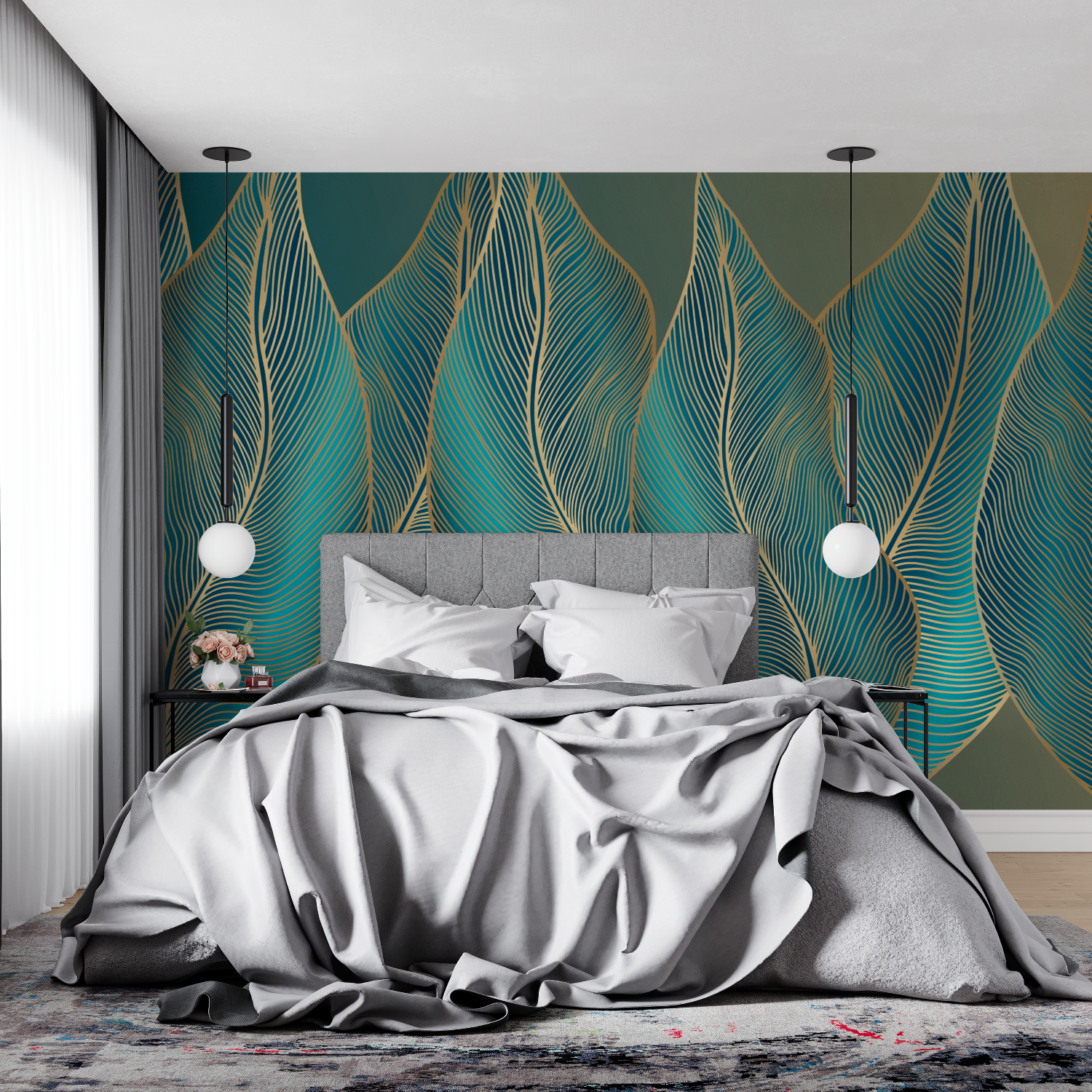 Teal Art Deco Wallpaper | Murals Wallpaper