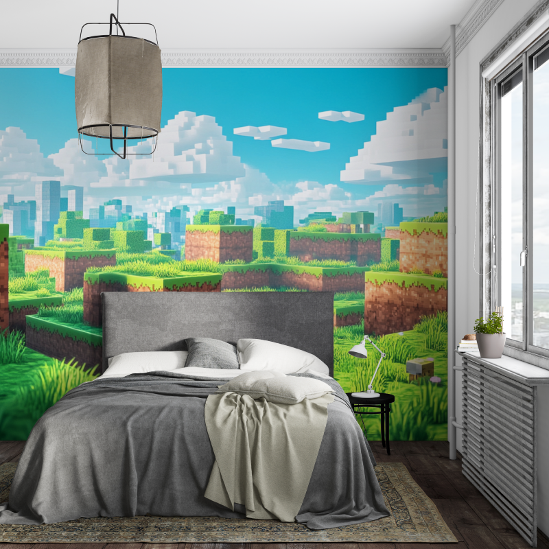 Mural Minecraft Pixel Art Gamer Wallpaper