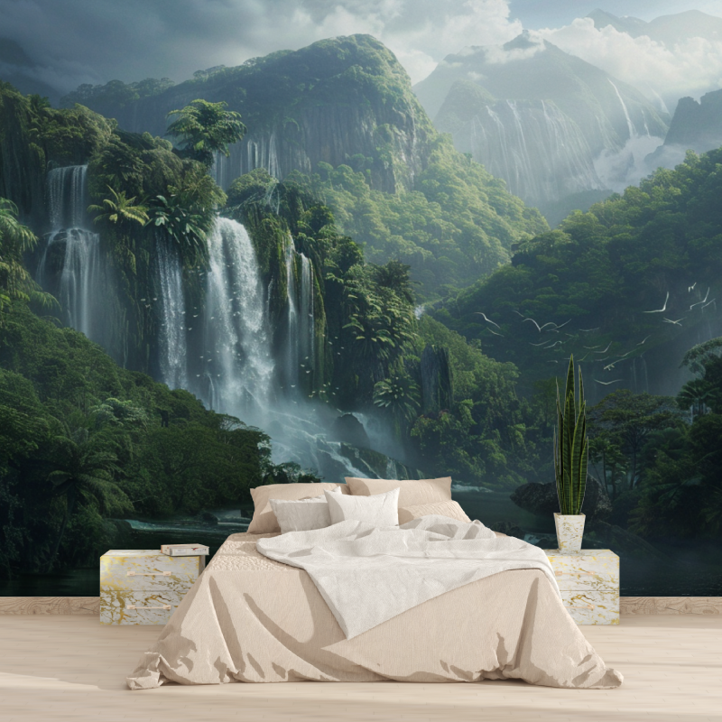 Mountain Waterfall Photo Wallpaper | Murals Wallpaper