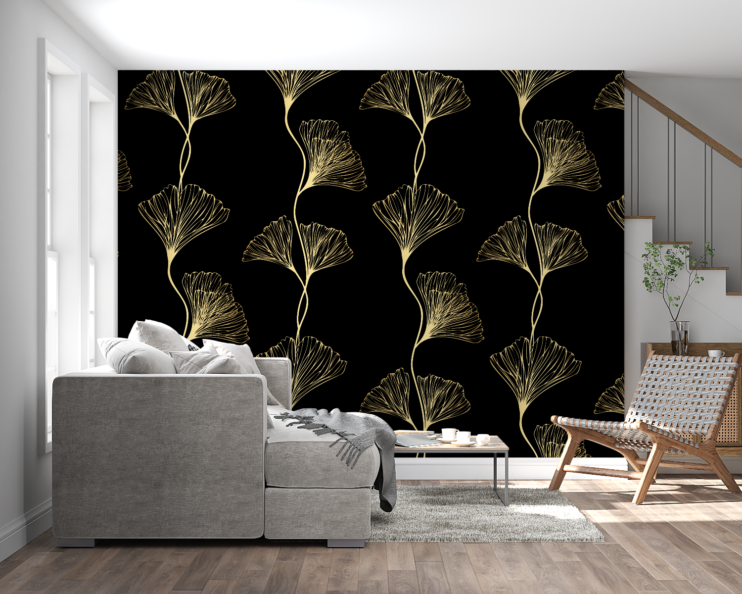 Ginkgo Gold Pattern Wallpaper | Murals Wallpaper