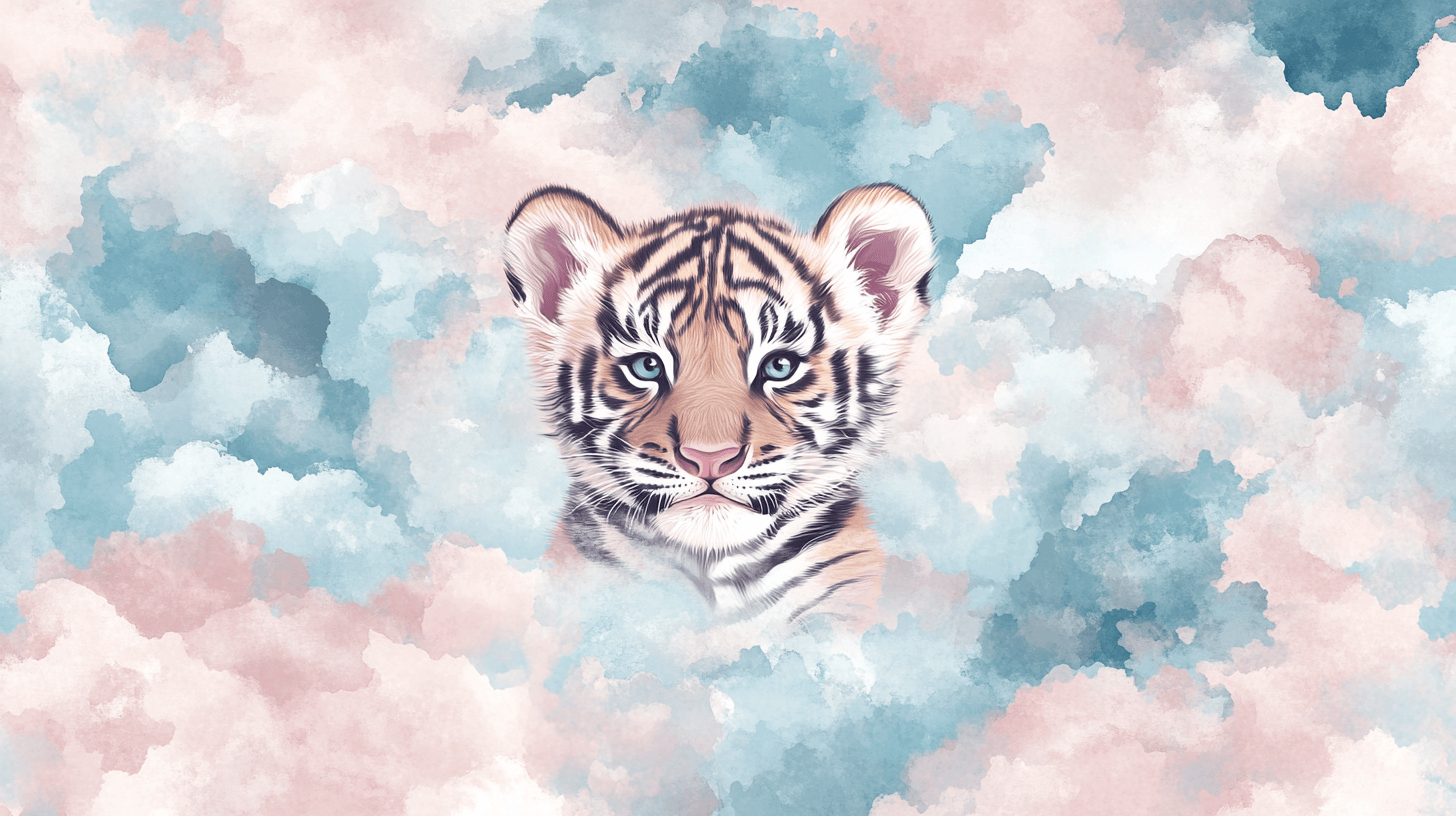 Tiger and Pastel Clouds Wallpaper | Murals Wallpaper