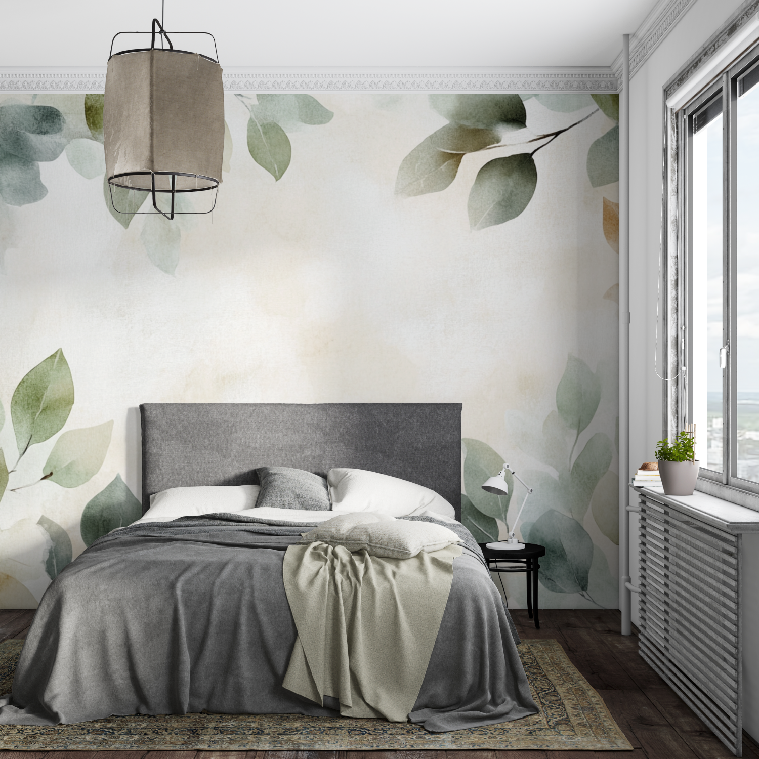 Watercolor Wallpaper with Branches and Wild Plants | Murals Wallpaper