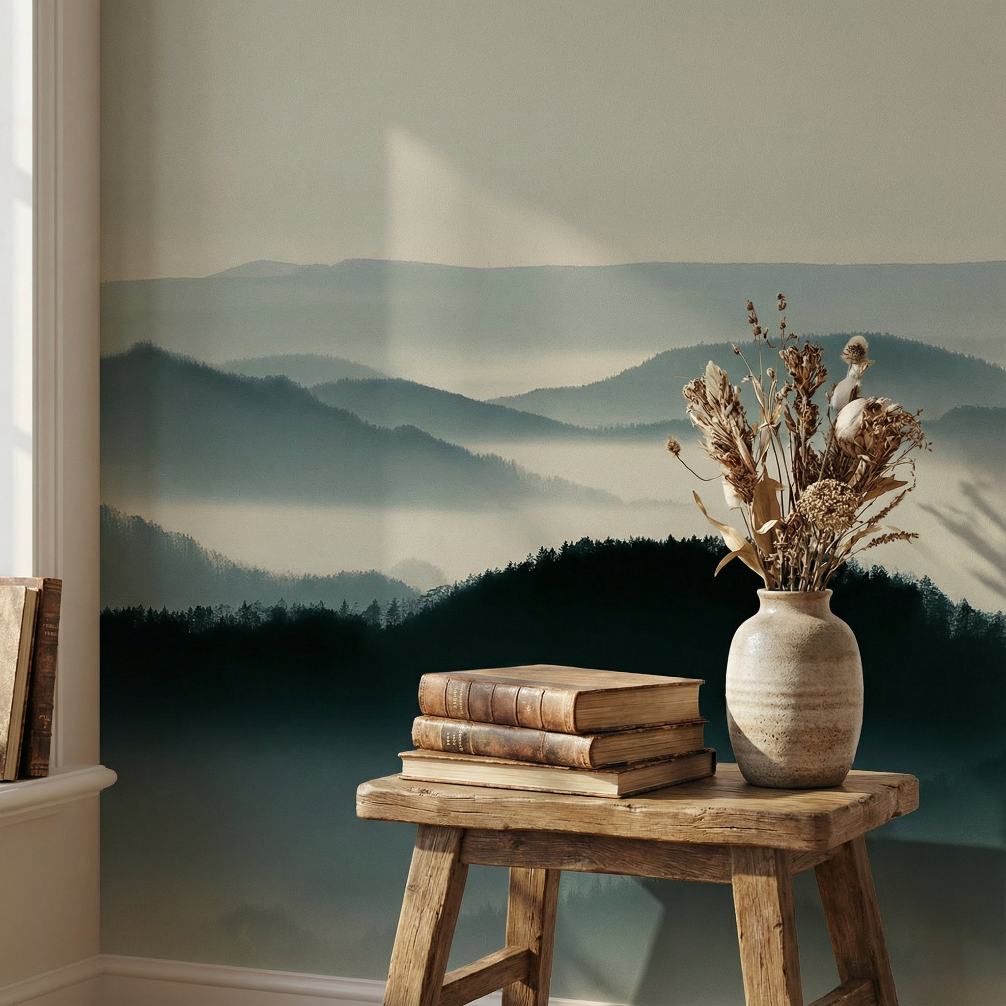 Misty Horizon Peaks Mural Wallpaper