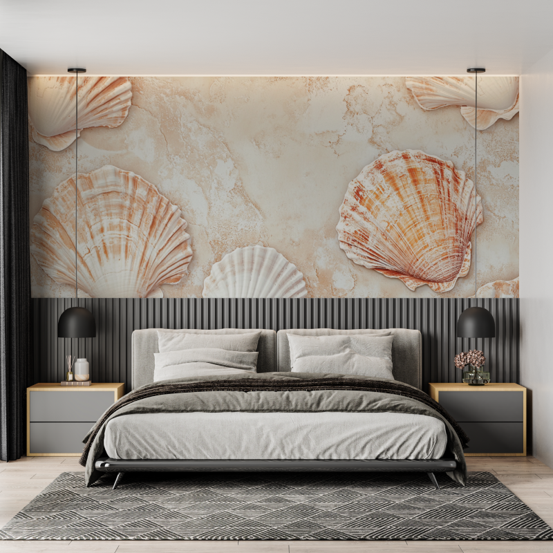 Terracotta Wallpaper with Shell Patterns | Murals Wallpaper