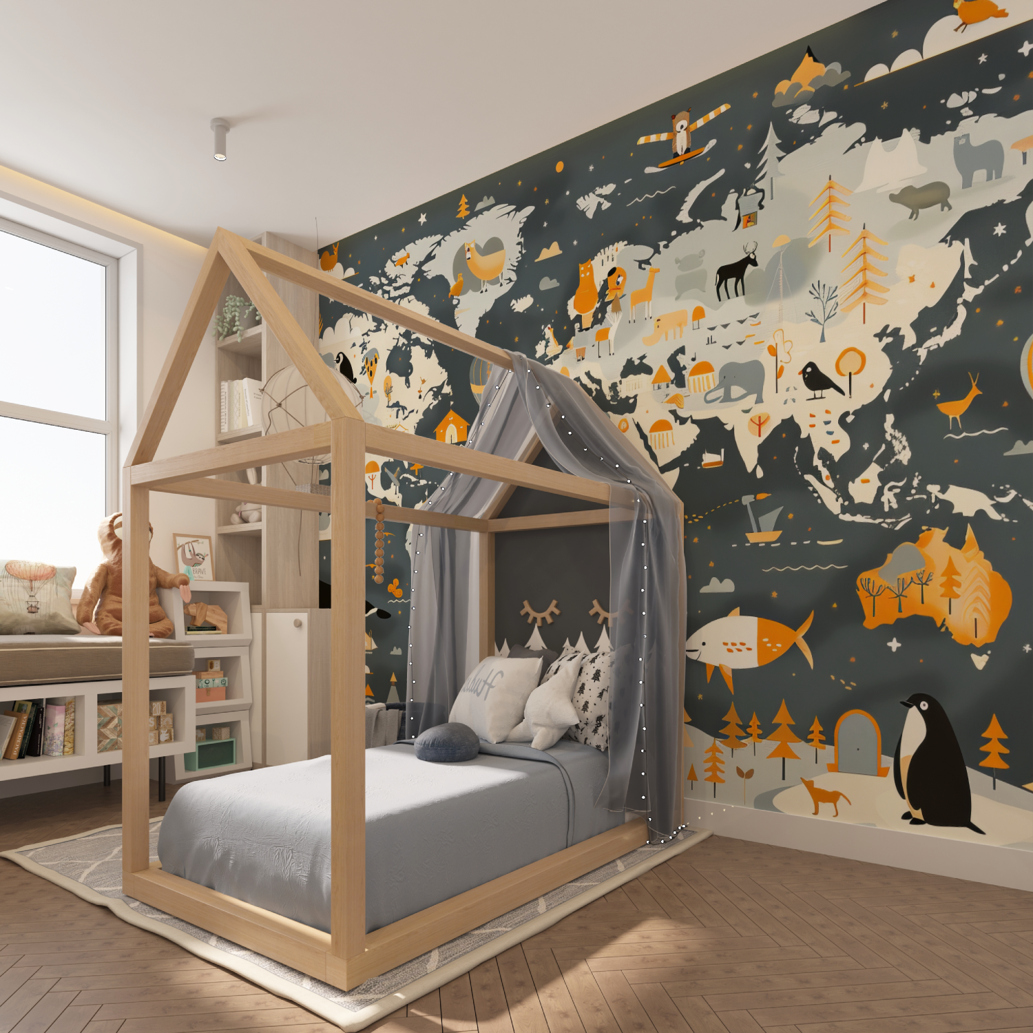 World Map Design Kids Wallpaper | Murals Wallpaper