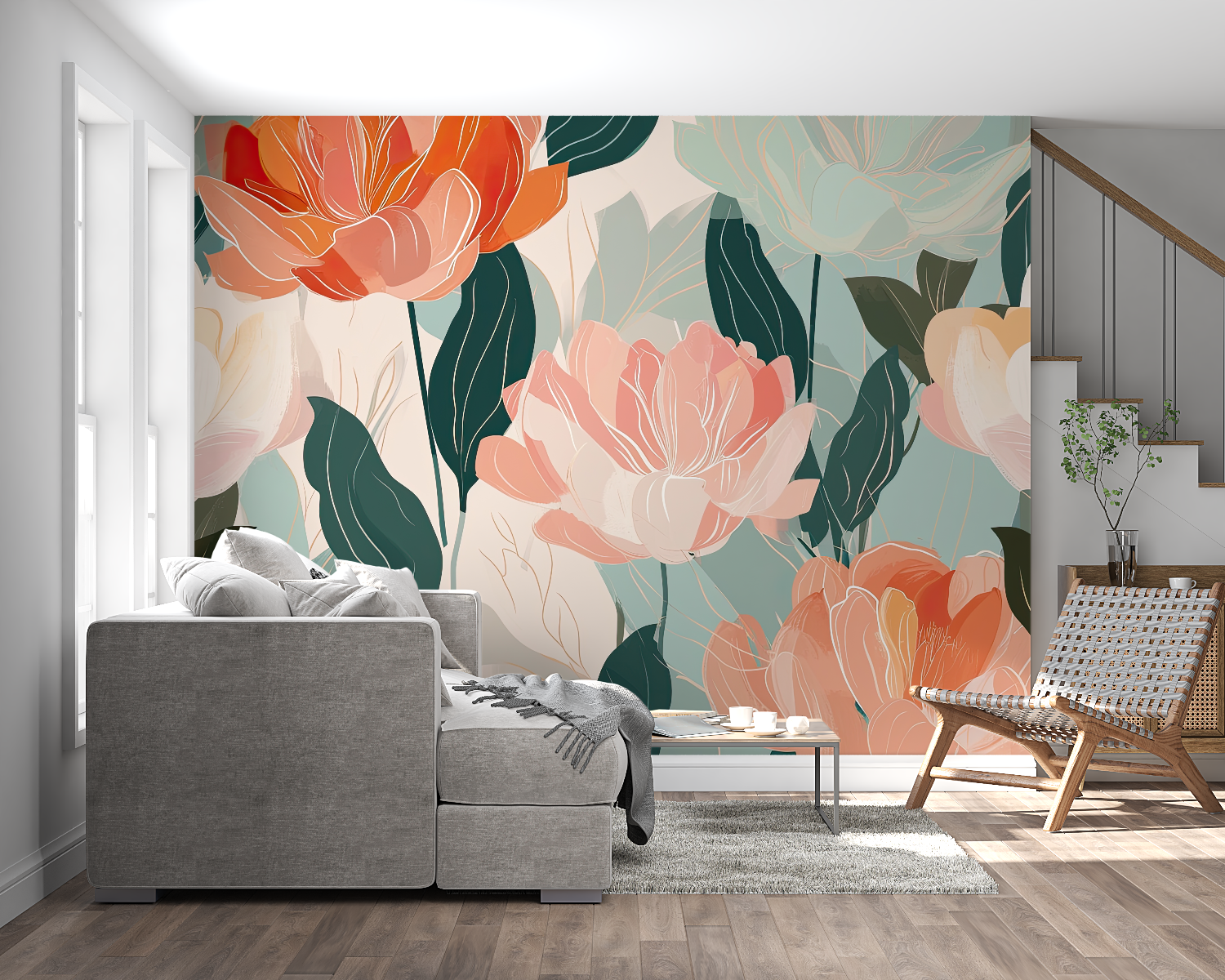 Watercolor Floral Design Wallpaper | Murals Wallpaper