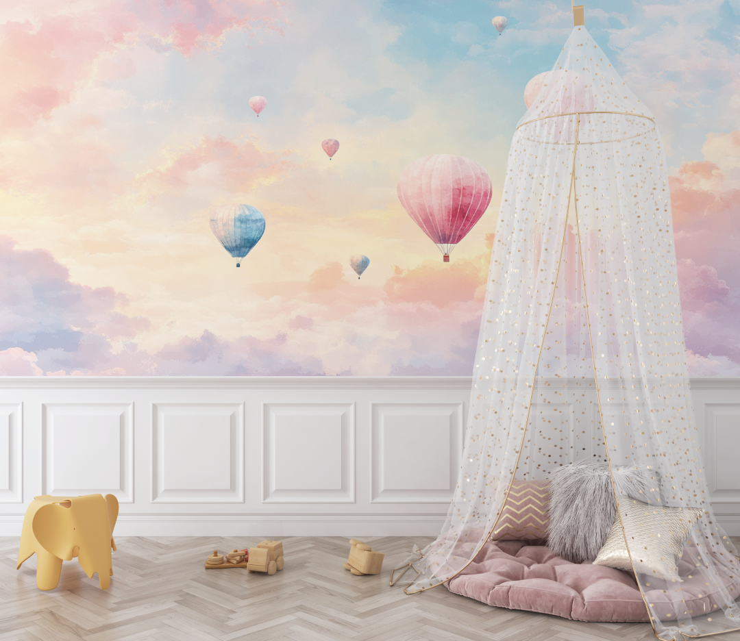 Hot Air Balloon Wallpaper with Sunrise Sky | Murals Wallpaper