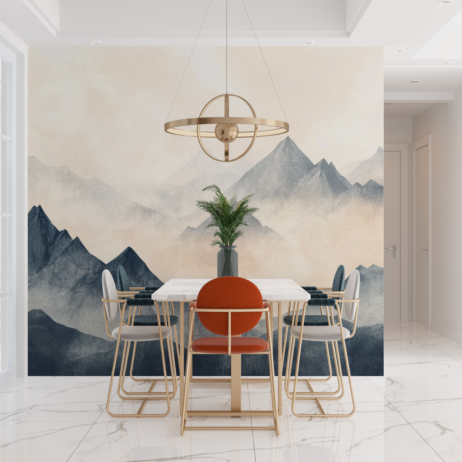 Watercolor Mountains in Mist Wallpaper | Murals Wallpaper