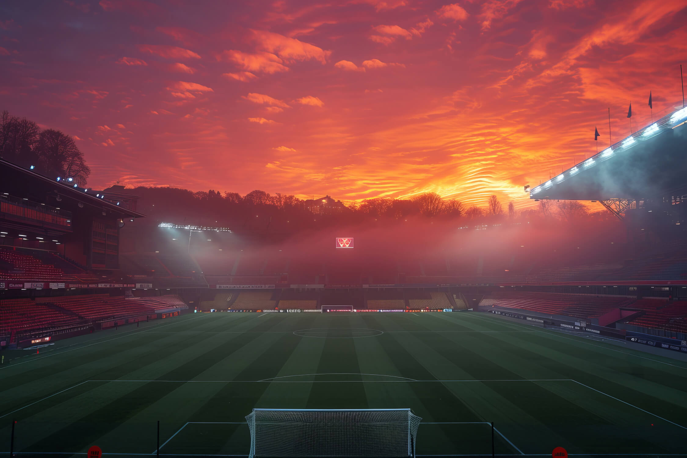 Sunset Soccer Stadium Wallpaper | Murals Wallpaper