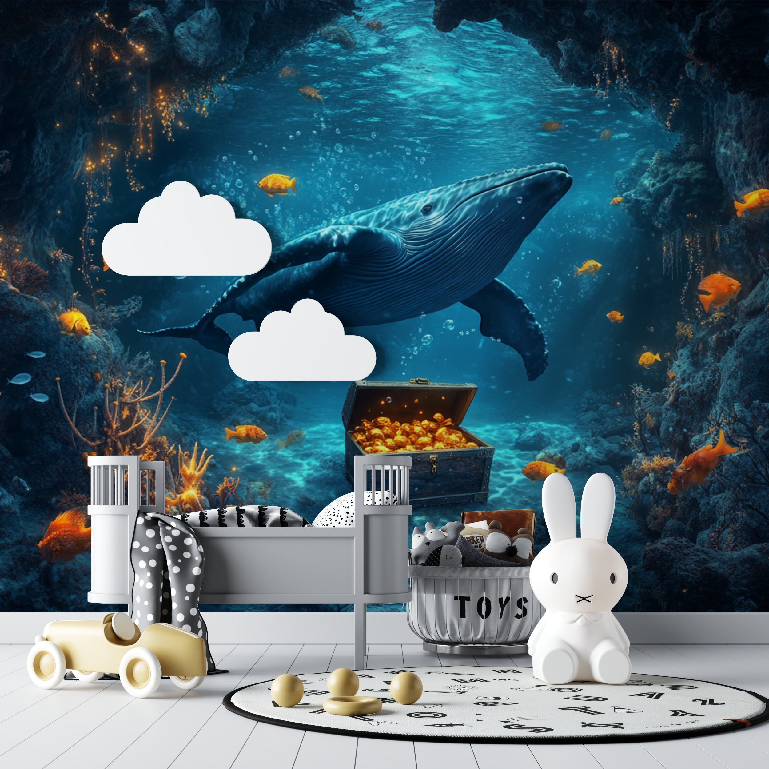Whale and Hidden Treasure Marine Wallpaper | Murals Wallpaper