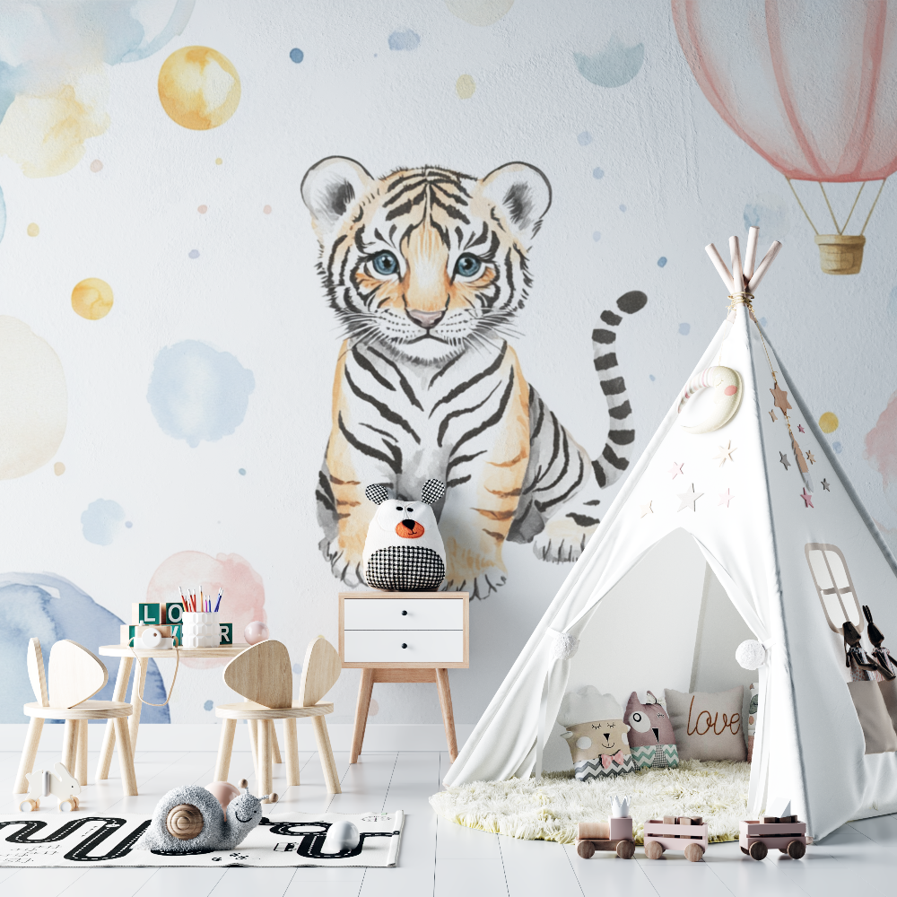 Tiger and Hot Air Balloon Wallpaper | Murals Wallpaper