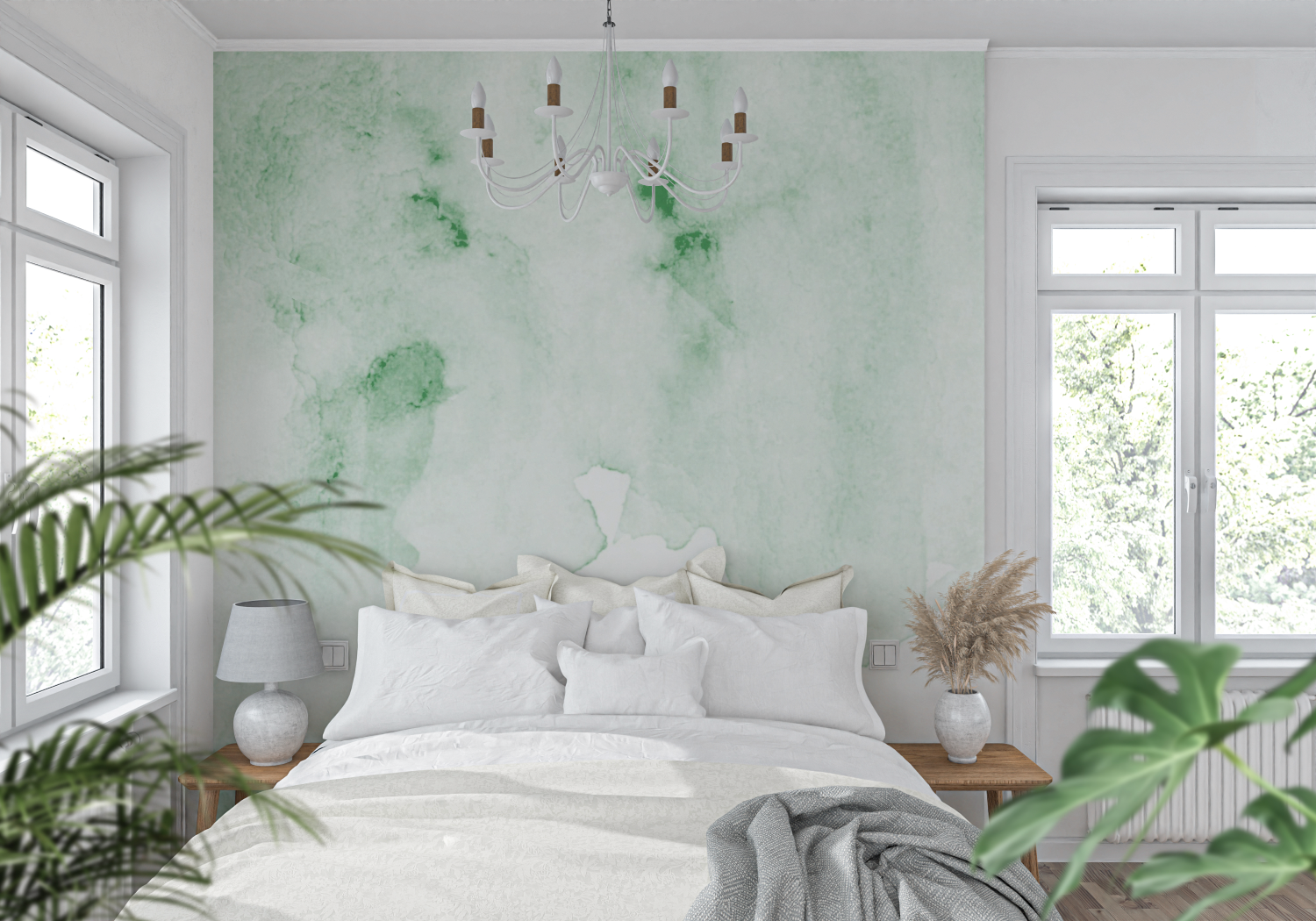 Watercolor Green Wallpaper | Murals Wallpaper