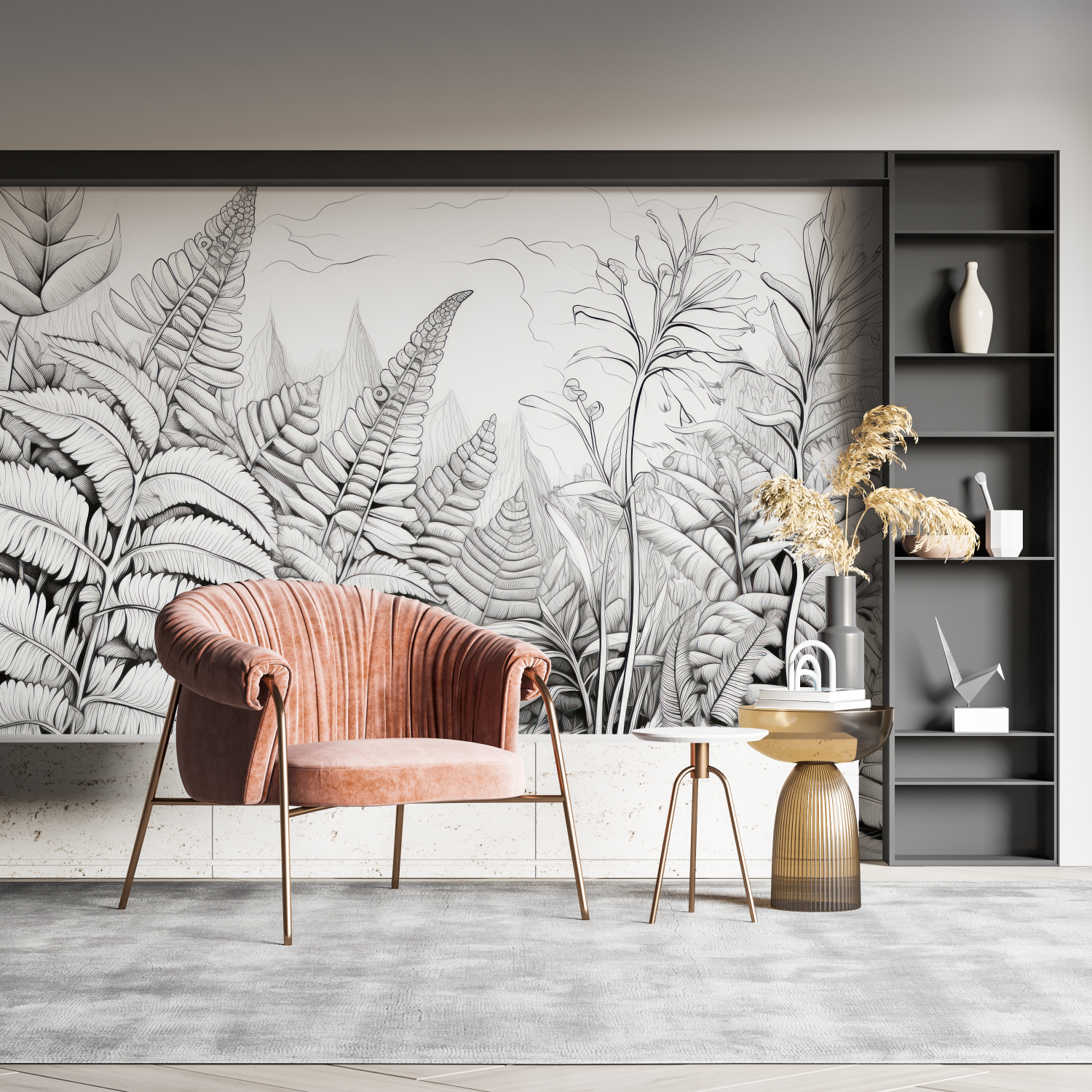 Black and White Tropical Jungle Wallpaper | Murals Wallpaper