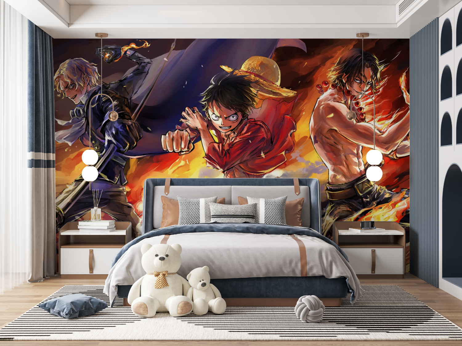 One Piece Luffy on Fire Wallpaper | Murals Wallpaper