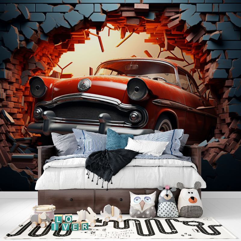 Car-Themed Boys' Room Wallpaper | Murals Wallpaper