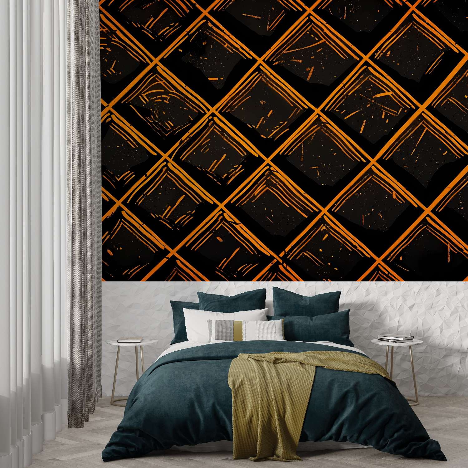 Orange and Black Pattern Wallpaper | Murals Wallpaper