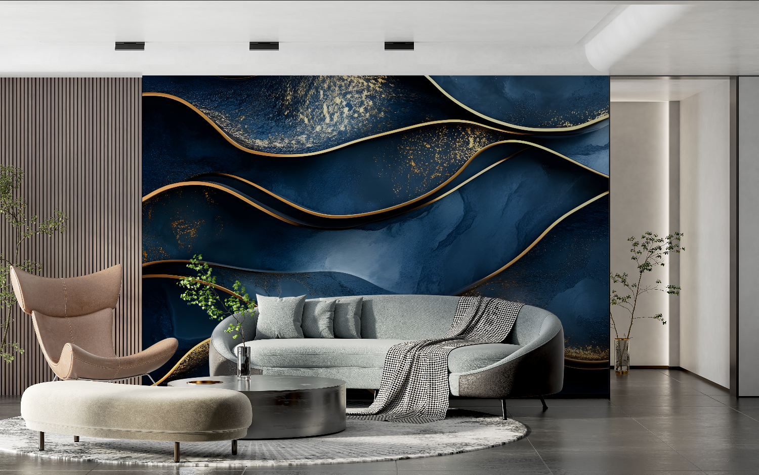 Navy Blue and Gold Wallpaper | Murals Wallpaper