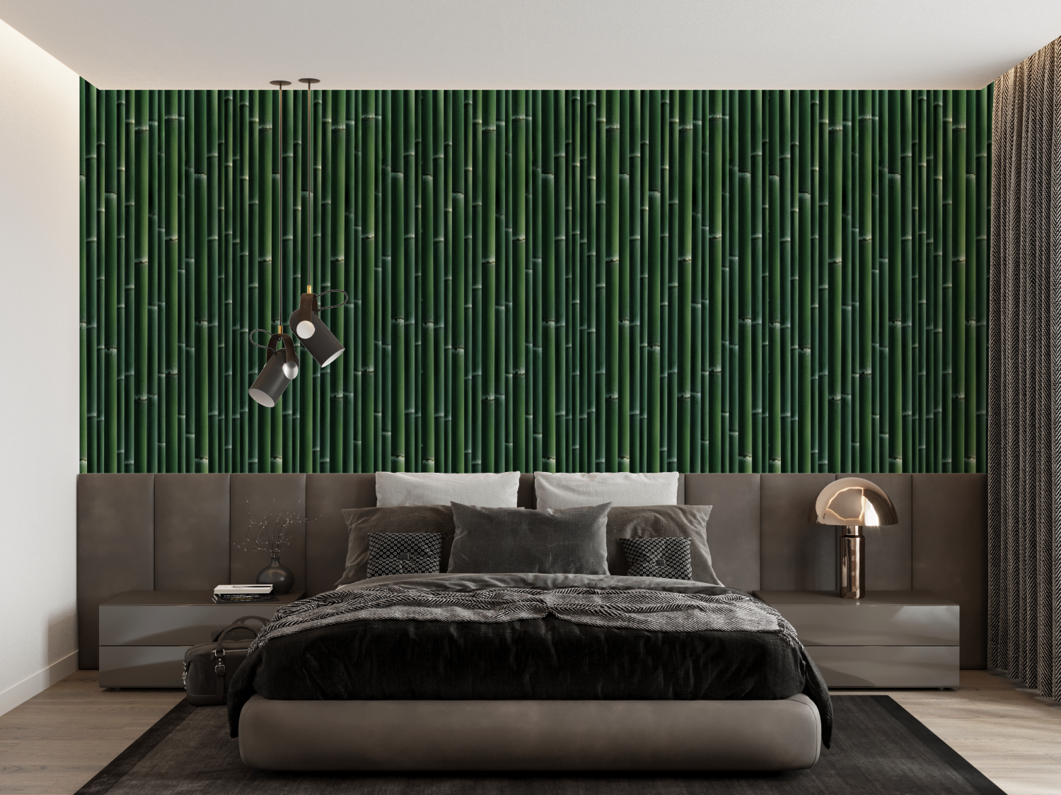 Dark Green Bamboo Look Wallpaper | Murals Wallpaper