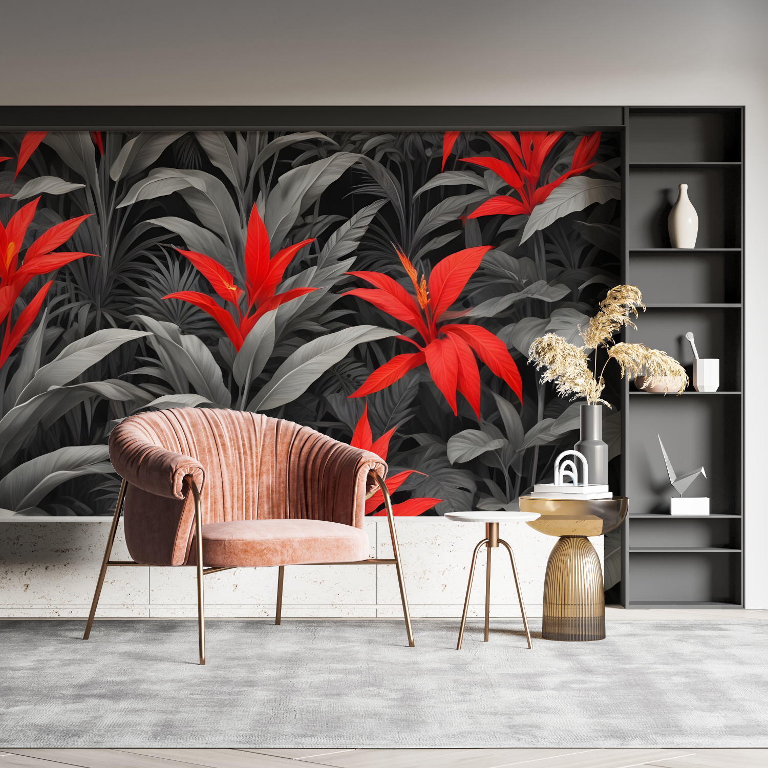 Gray Red Wallpaper | Murals Wallpaper