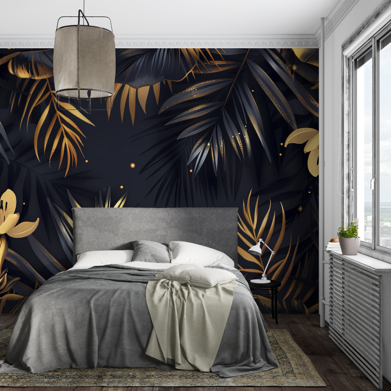 Schwarze und goldene Palmen-Tapete | Murals Wallpaper