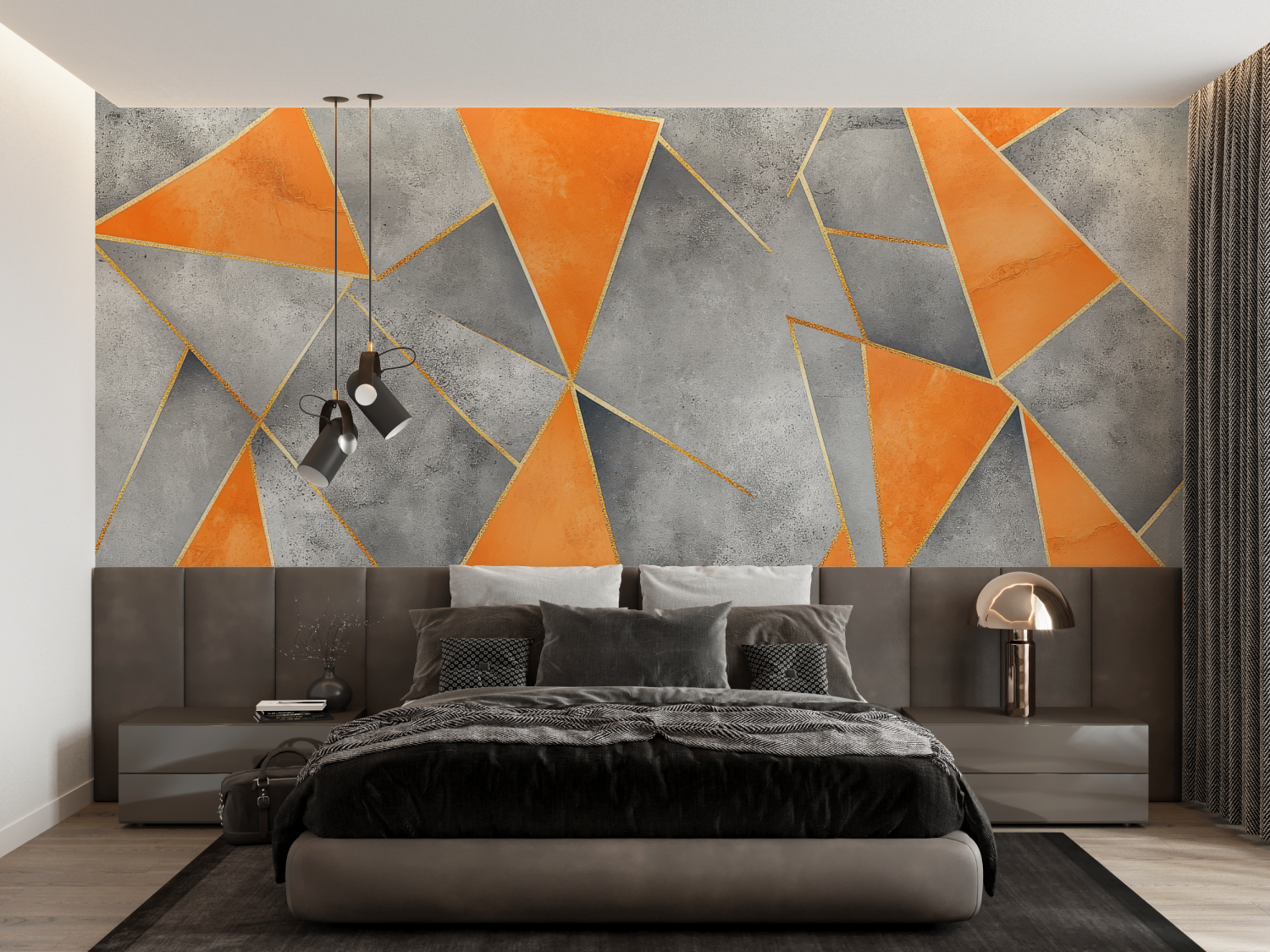 Gray and Orange Wallpaper | Murals Wallpaper