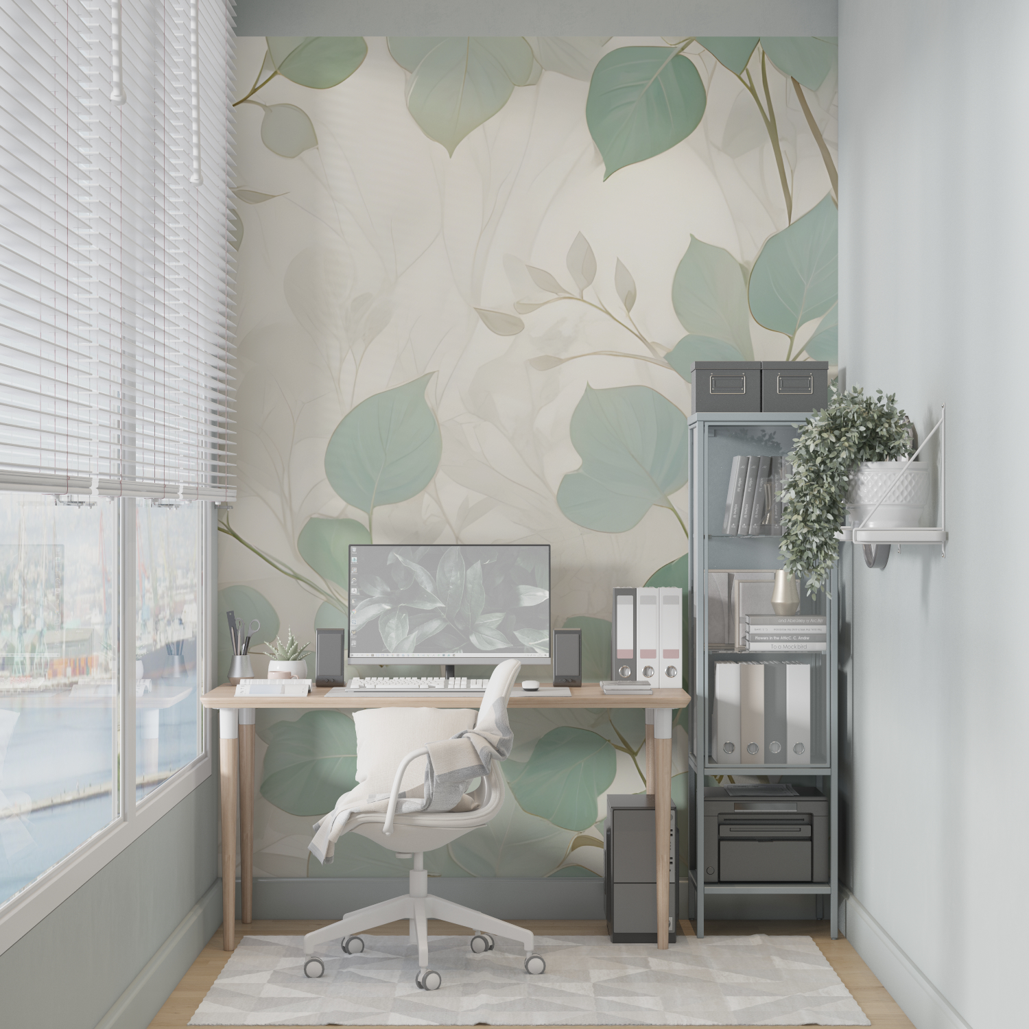 Aqua Green Wallpaper for Living Room | Murals Wallpaper
