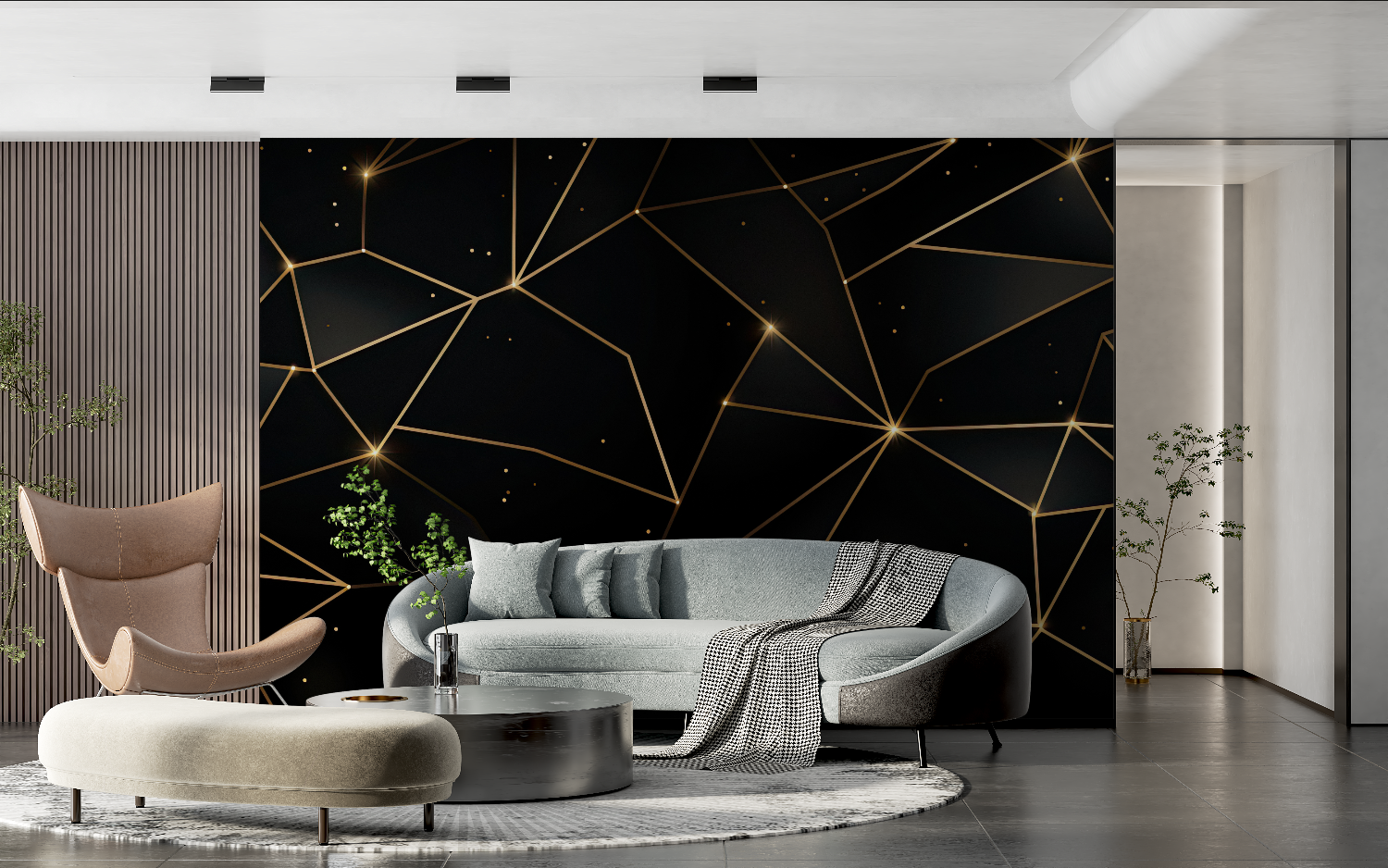 Black and Gold Geometric Wallpaper | Murals Wallpaper