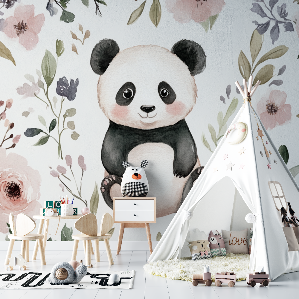 Panda and Wildflower Wallpaper | Murals Wallpaper