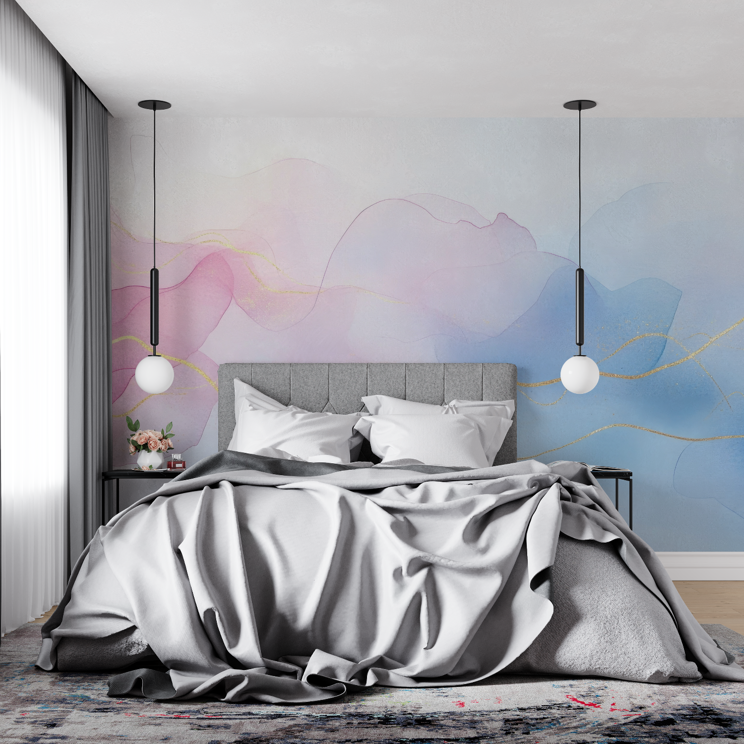 Watercolor Rose Gold Wallpaper | Murals Wallpaper