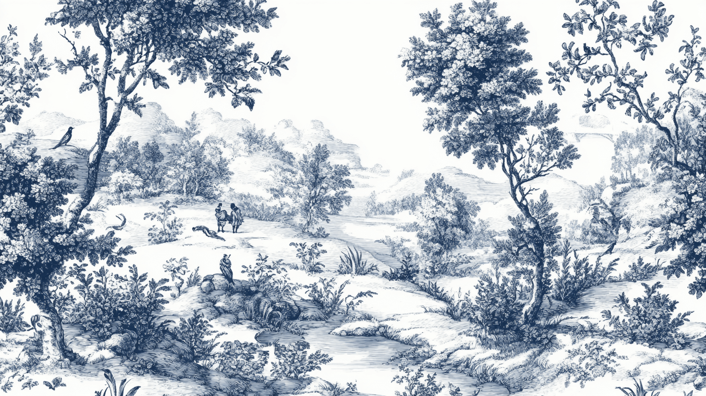Vintage Toile de Jouy Mural Wallpaper