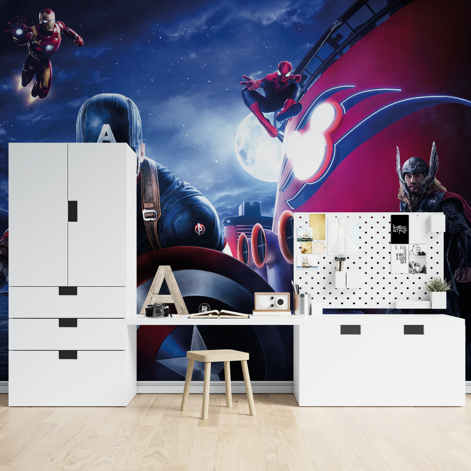 Tapeten Avengers Panoramique – beleuchtetes Schlafzimmer