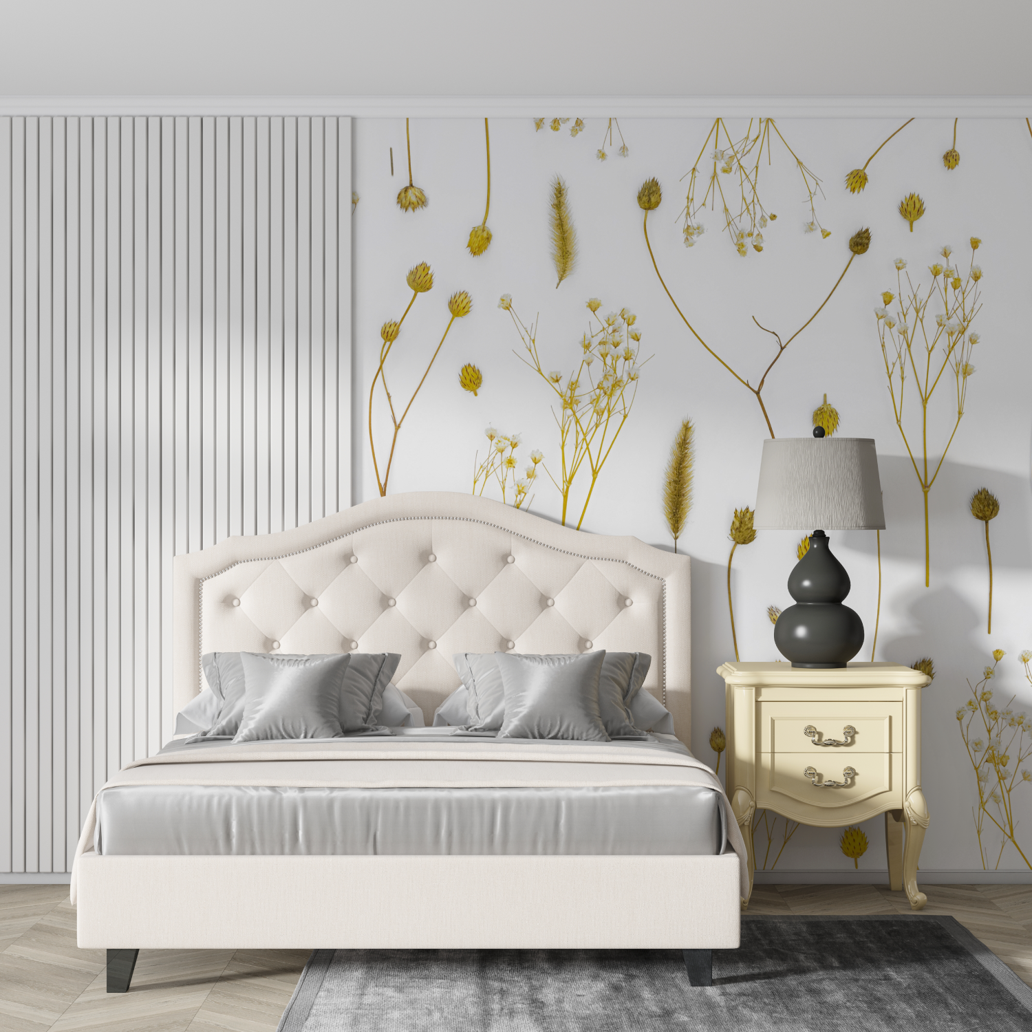 Cocooning Tapete Zarte goldene Ranken | Wandbilder Tapete