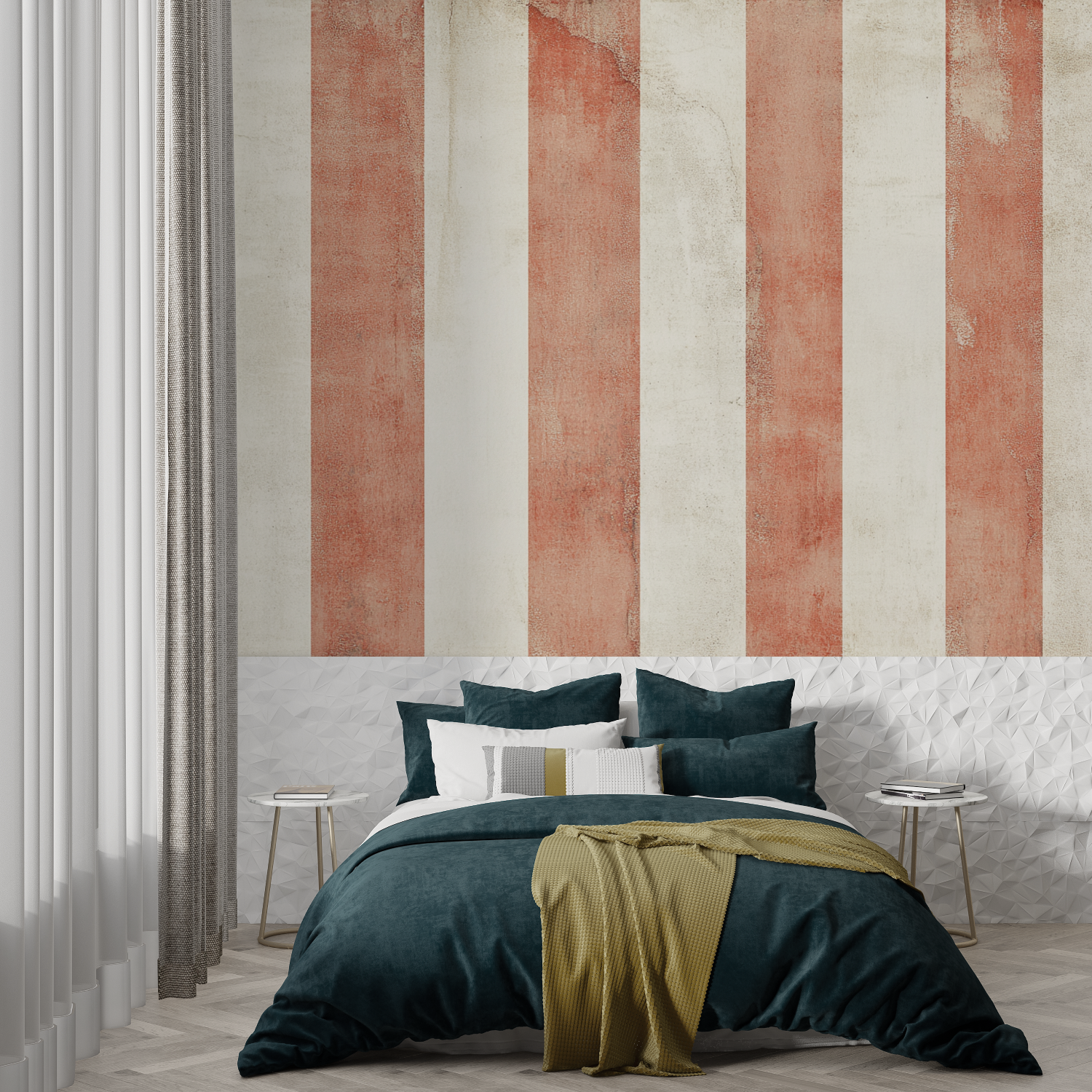 Terracotta Vertical Striped Wallpaper | Murals Wallpaper