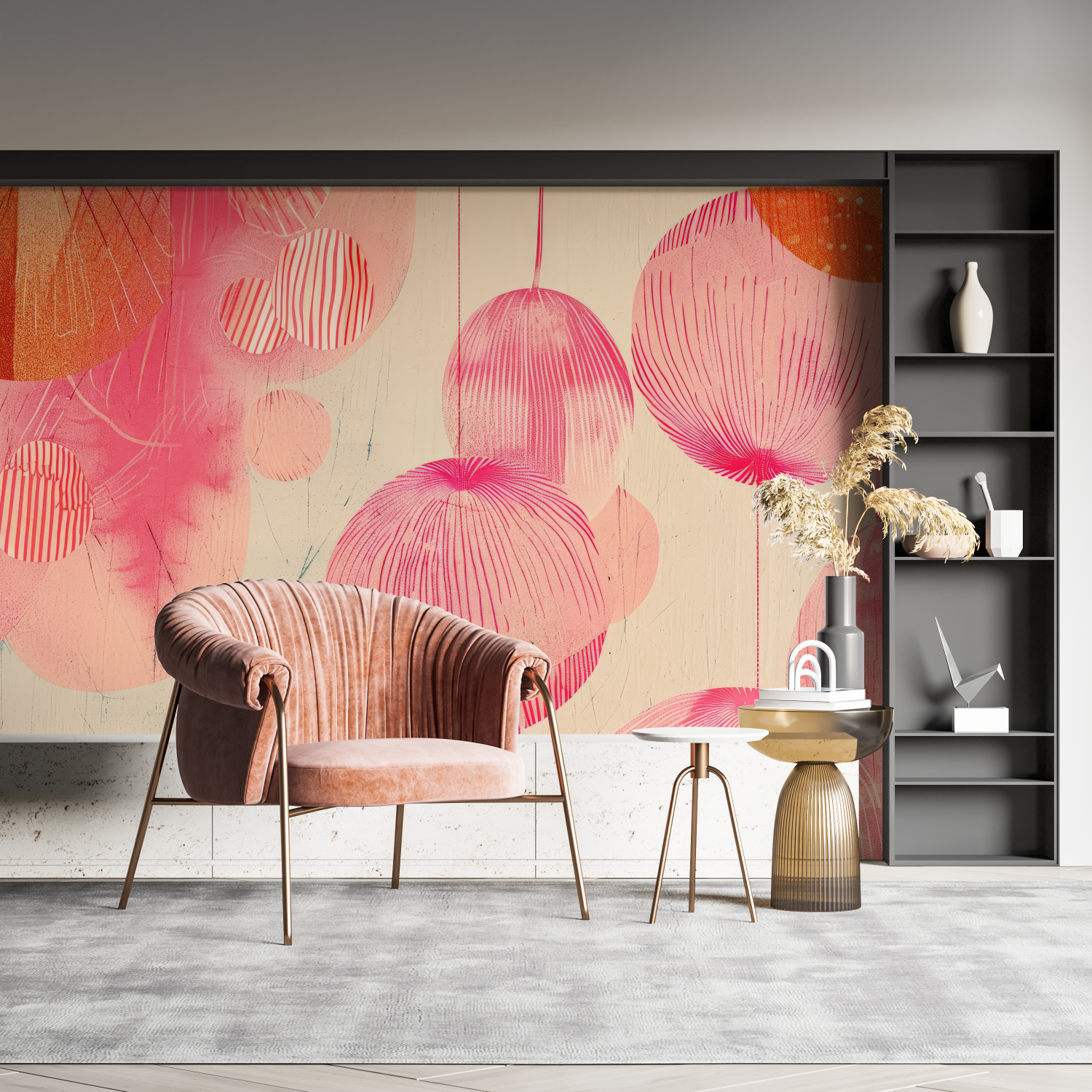 Vintage Orange Pink Wallpaper | Murals Wallpaper