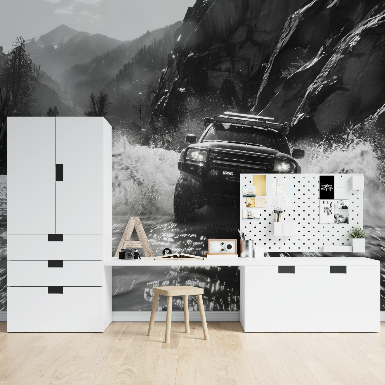 Black and White Rally Car Wallpaper | Murals Wallpaper