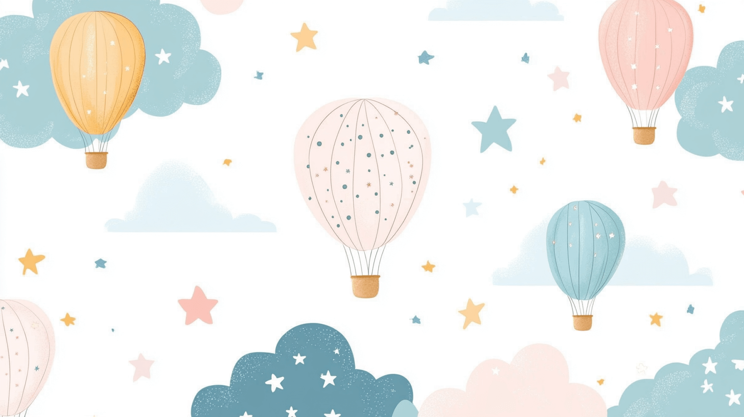 Hot Air Balloon and Gold Stars Wallpaper | Murals Wallpaper