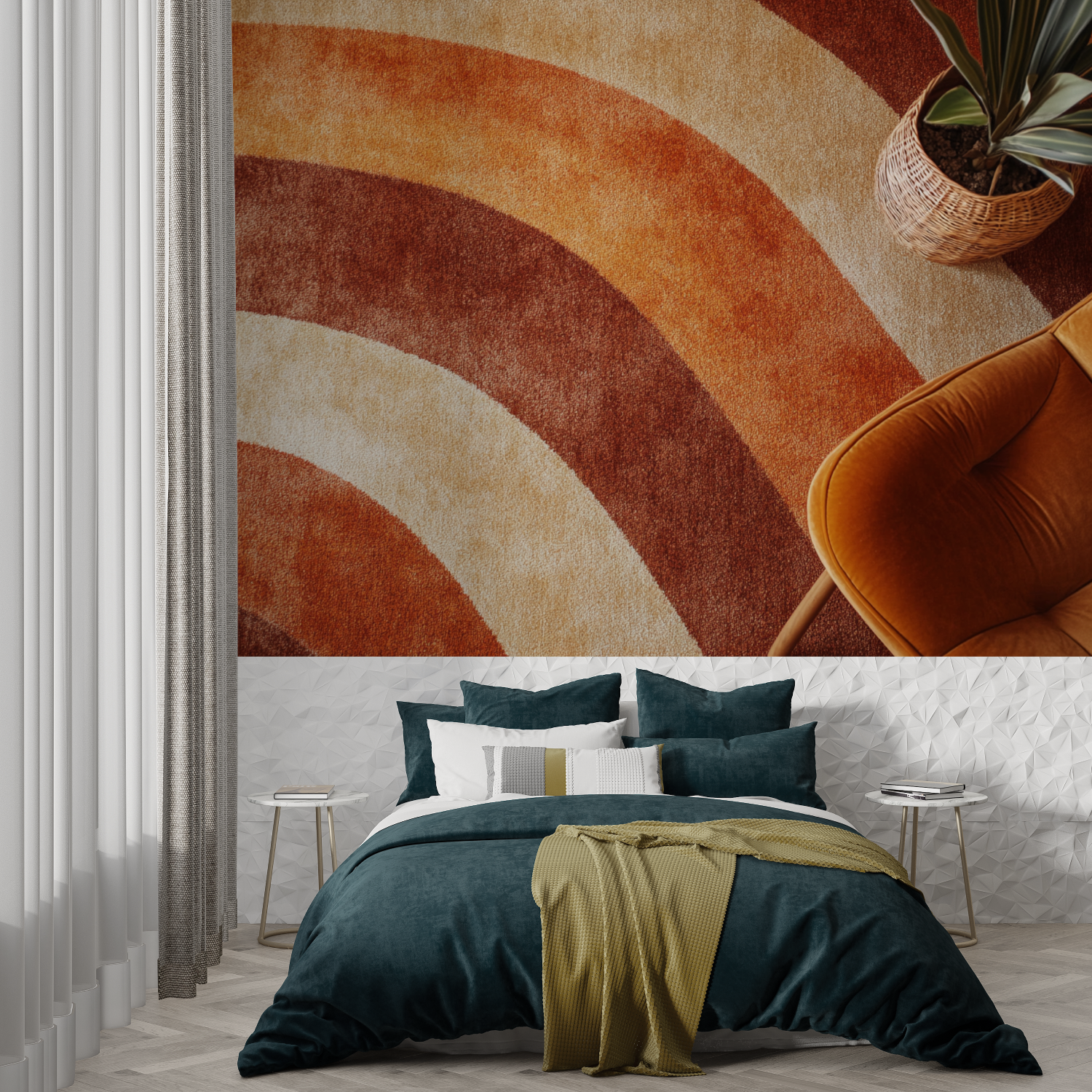 Terracotta 70s Style Wallpaper | Murals Wallpaper
