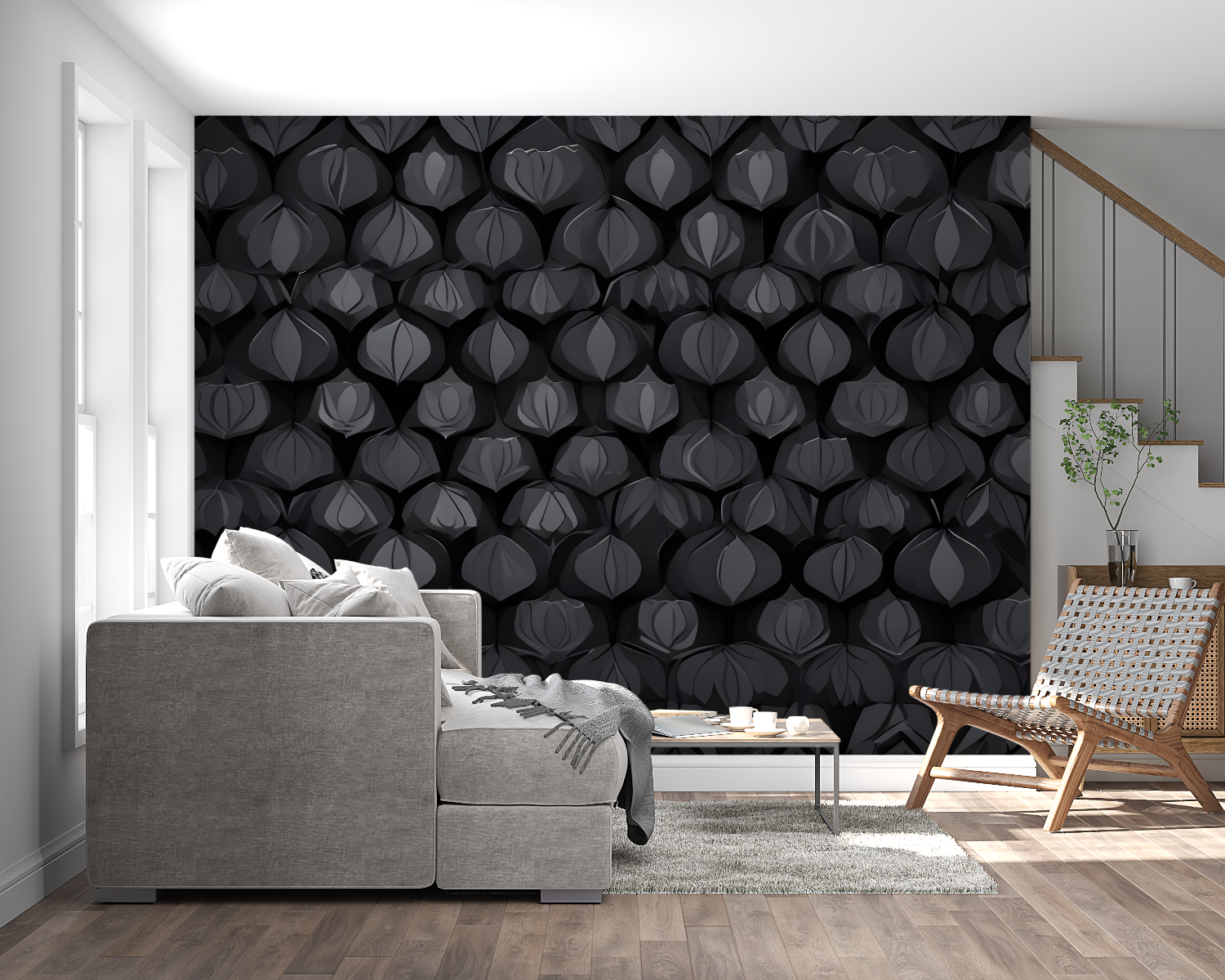 Patterned Black Wallpaper | Murals Wallpaper