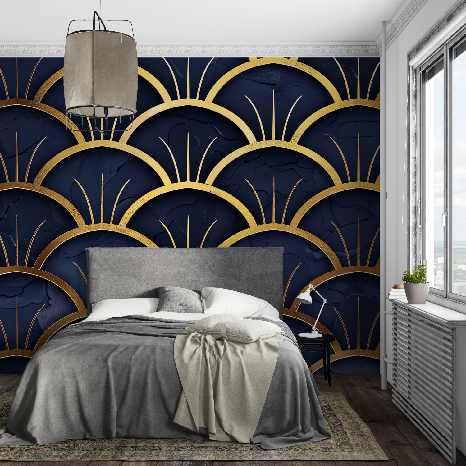 Blue and Gold Art Wallpaper | Murals Wallpaper