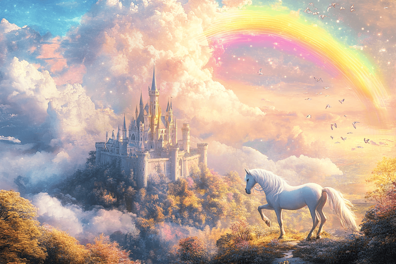 Unicorn Princess and Rainbow Wallpaper | Murals Wallpaper