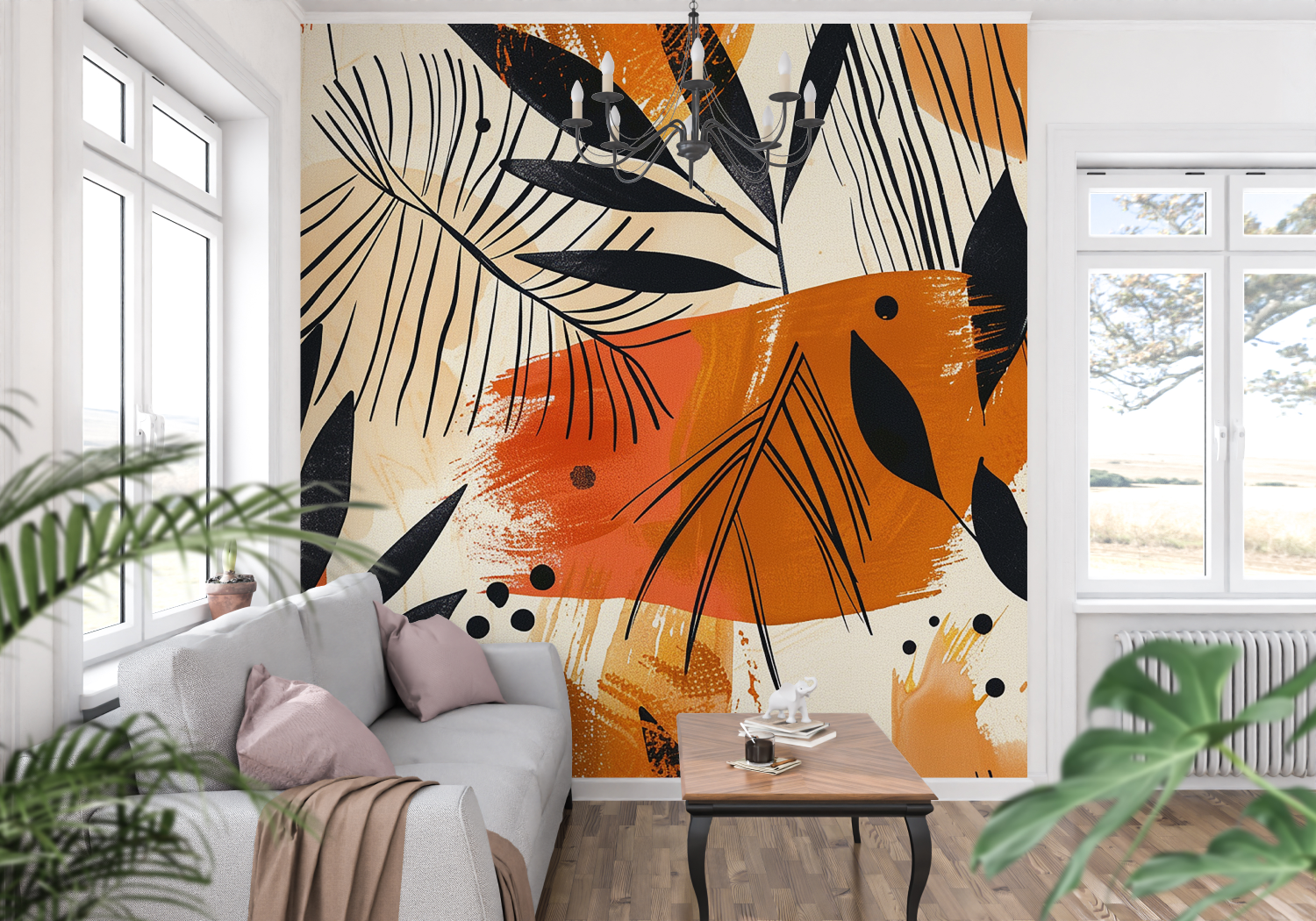 Retro Orange Wallpaper | Murals Wallpaper