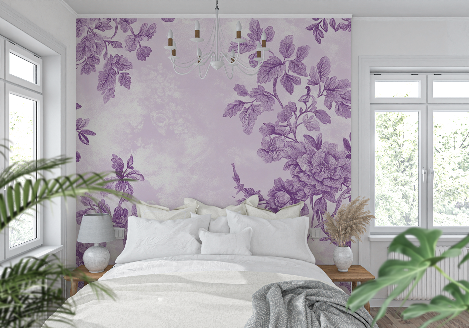 Purple White Wallpaper | Murals Wallpaper