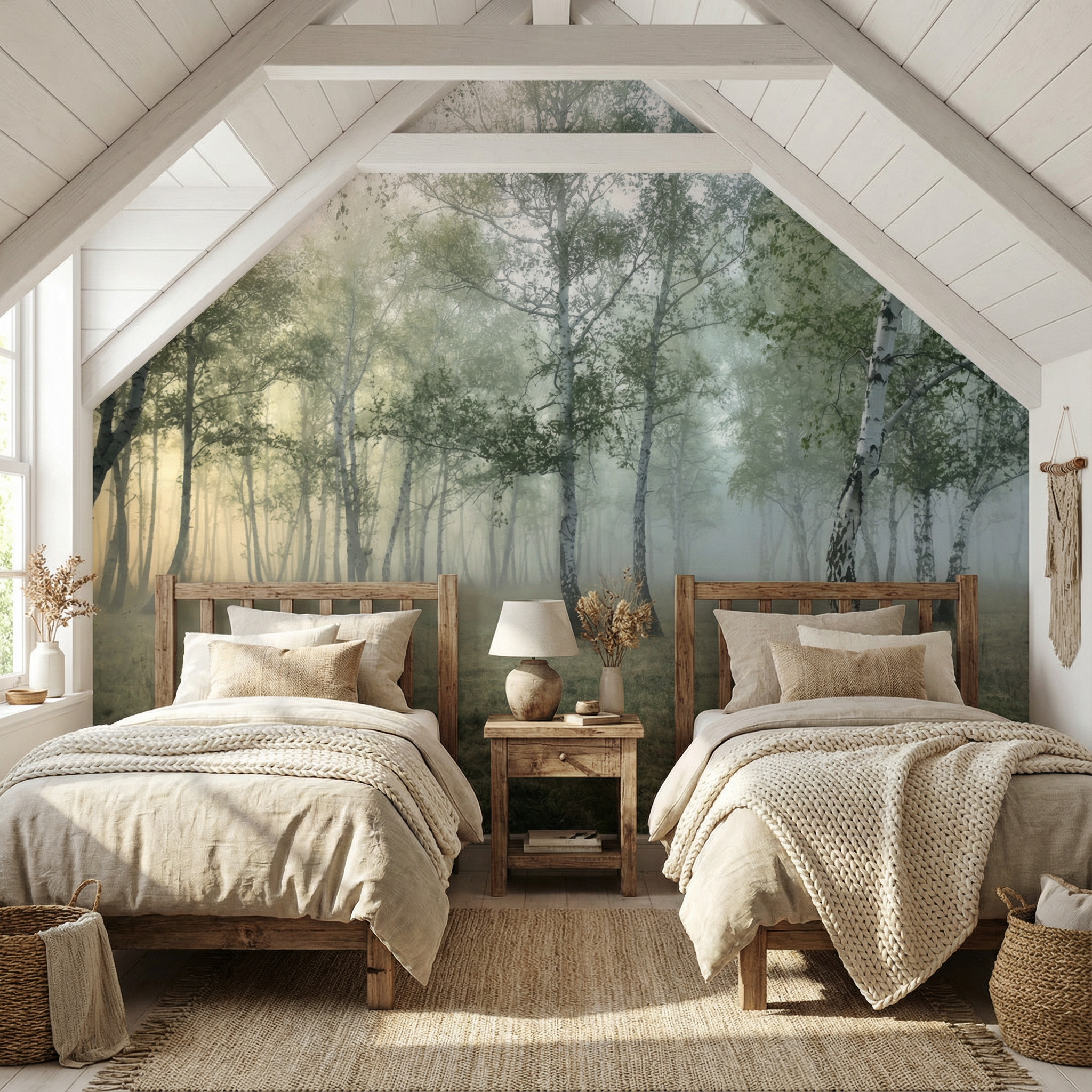 Mystical Green Forest Stream Mural Wallpaper