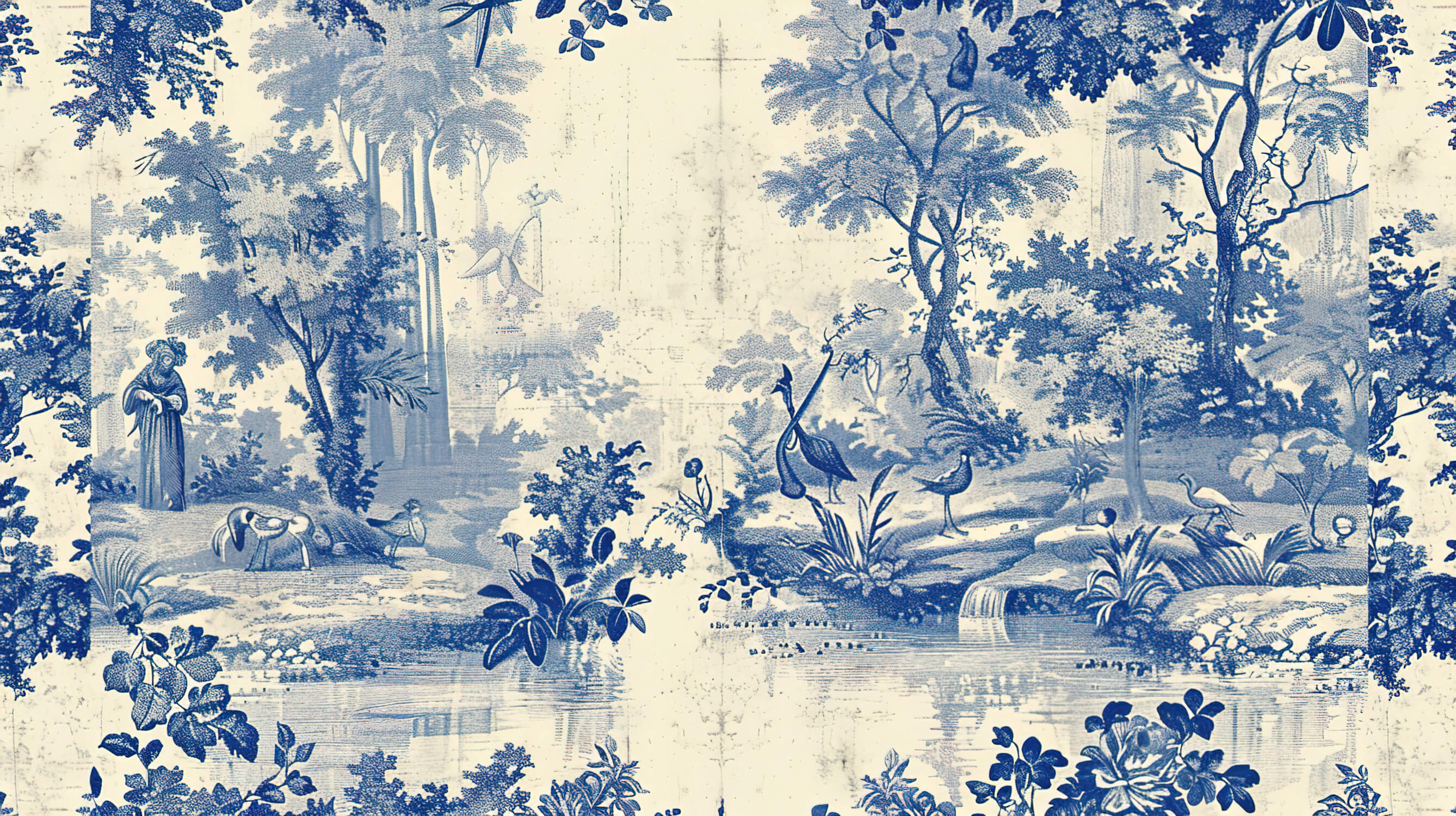 Antique Pond Toile Wallpaper | Murals Wallpaper