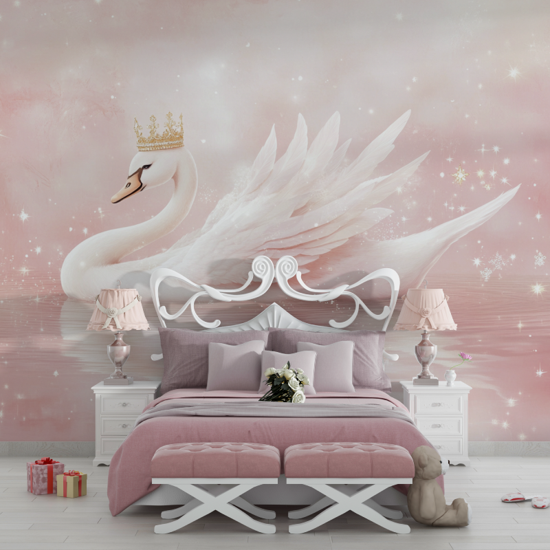 Pink Swan Princess Wallpaper | Murals Wallpaper