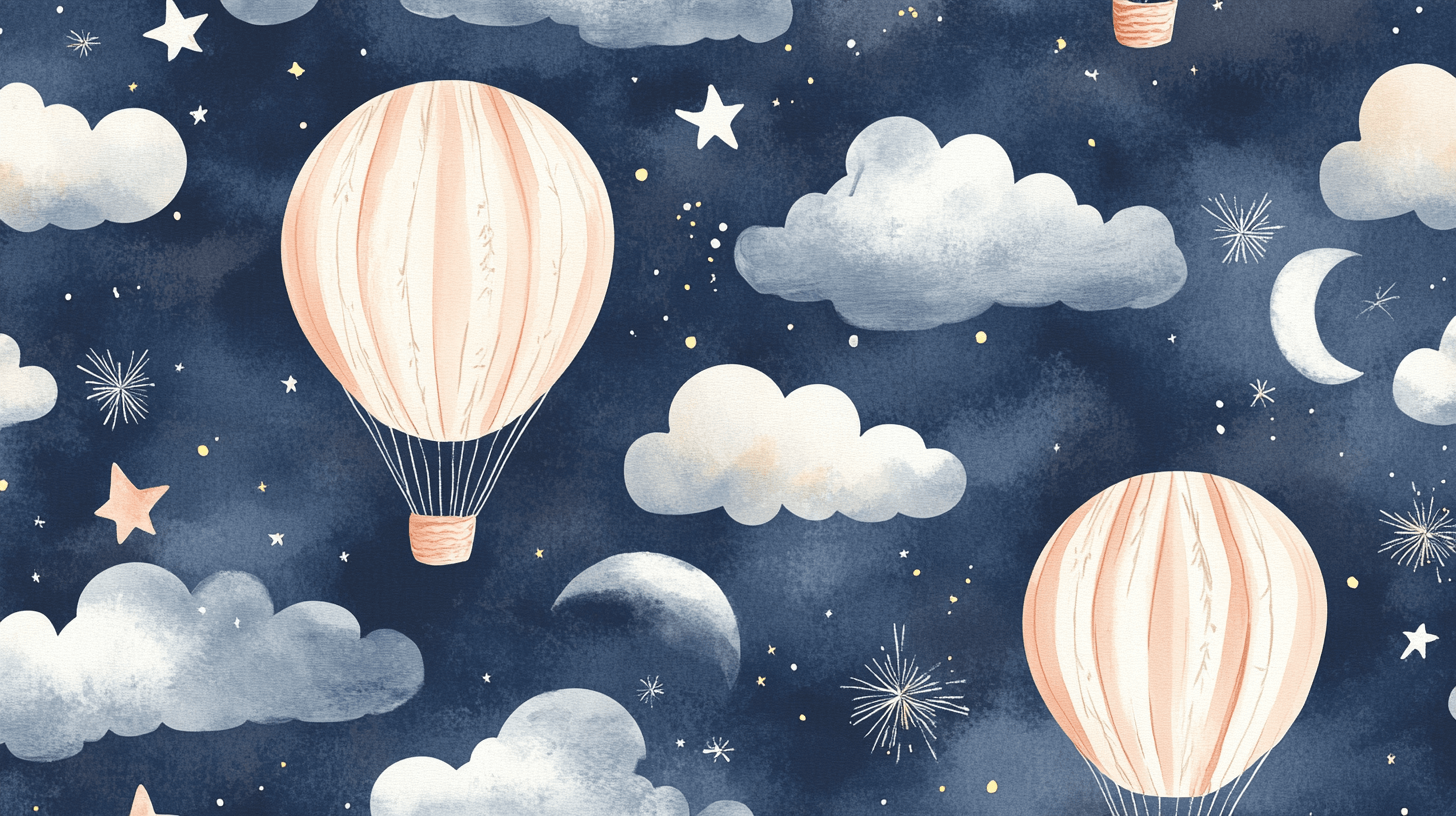 Hot Air Balloon and Night Sky Wallpaper | Murals Wallpaper