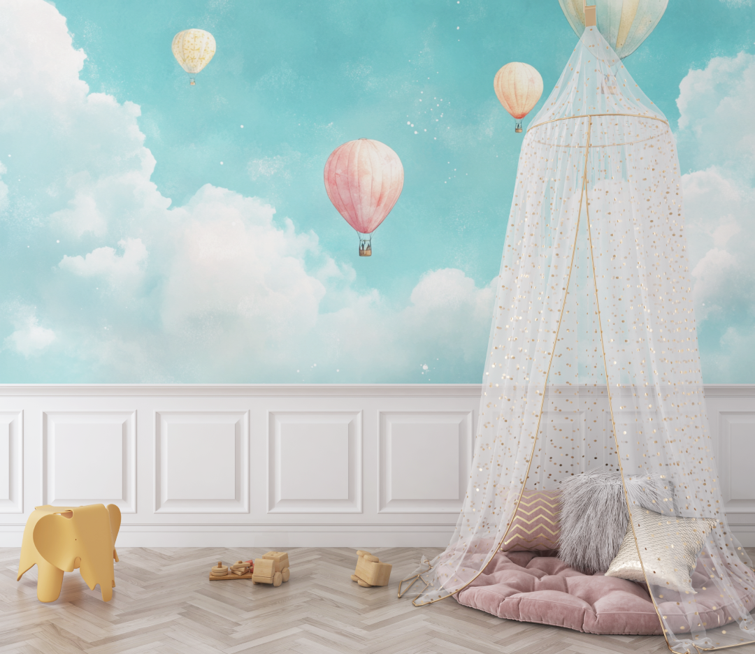 Balloons and Turquoise Sky Wallpaper | Murals Wallpaper